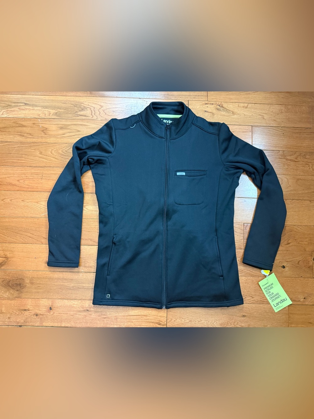 Landau Forward 5-Pocket Full Zip Mock Neck Scrub Jacket NWT
